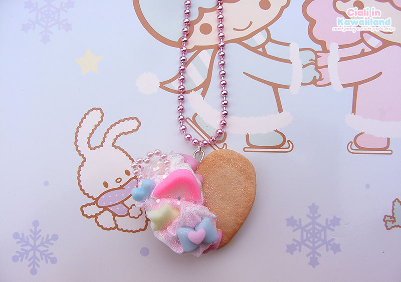 Sweet Heart Shaped Cookie With Whipped Cream Necklace