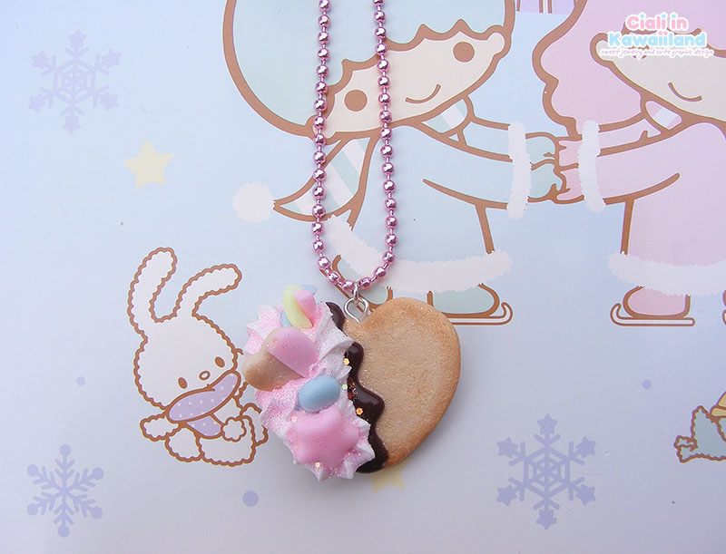 Sweet Shaped Cookie With Whipped Cream Necklace